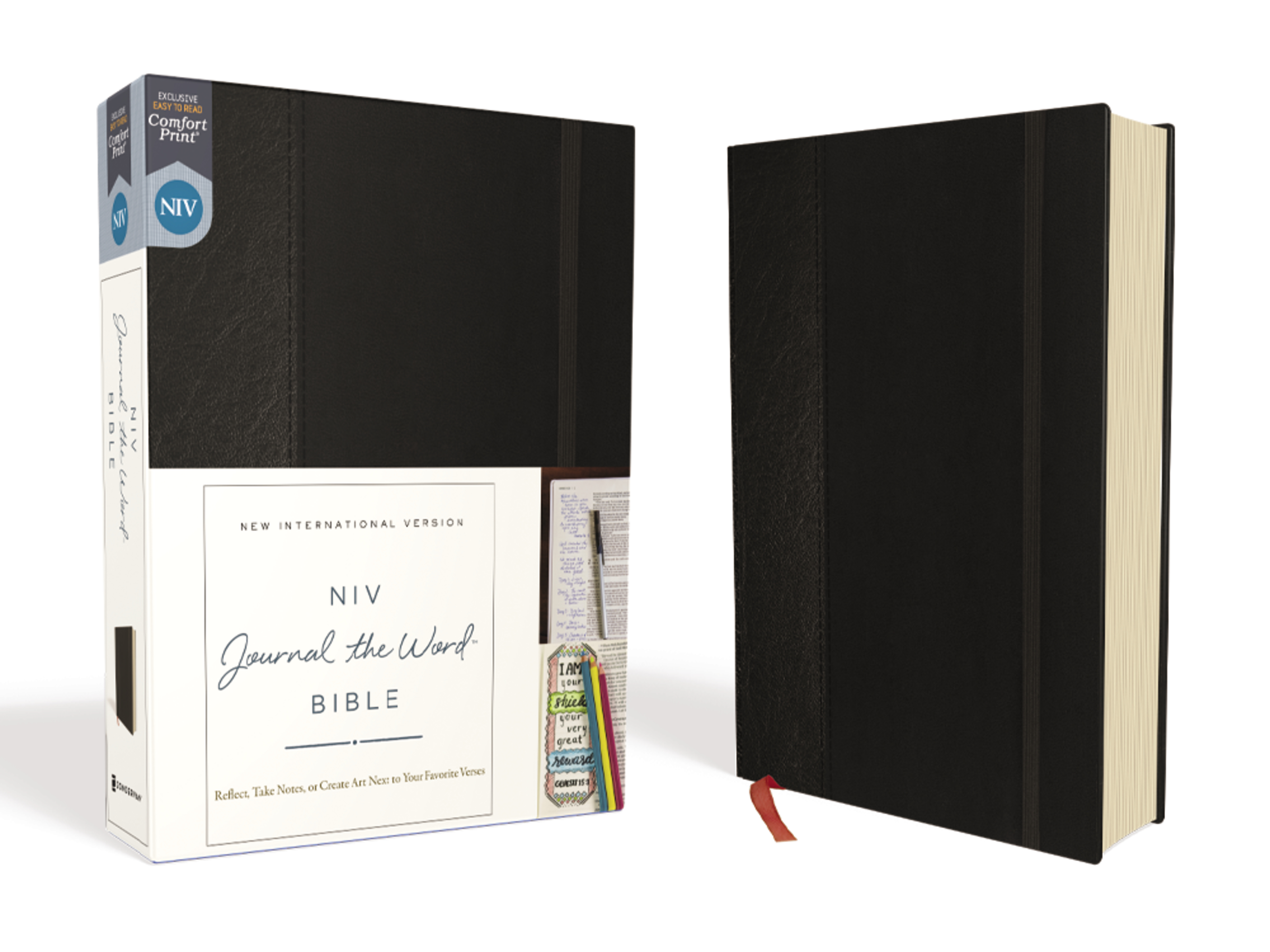 NIV, Journal the Word Bible (Perfect for Note-Taking), Hardcover, Black, Red Letter, Comfort Print