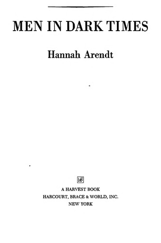 Men in Dark Times by Hannah Arendt