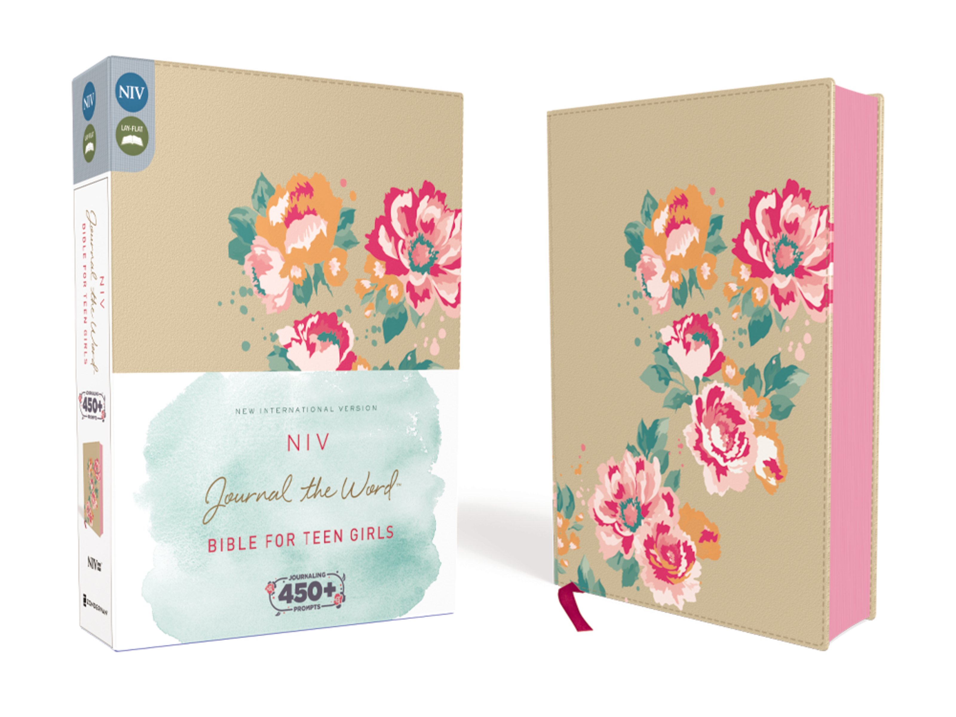 NIV, Journal the Word Bible for Teen Girls, Leathersoft Over Board, Gold/floral, Red Letter by Zondervan