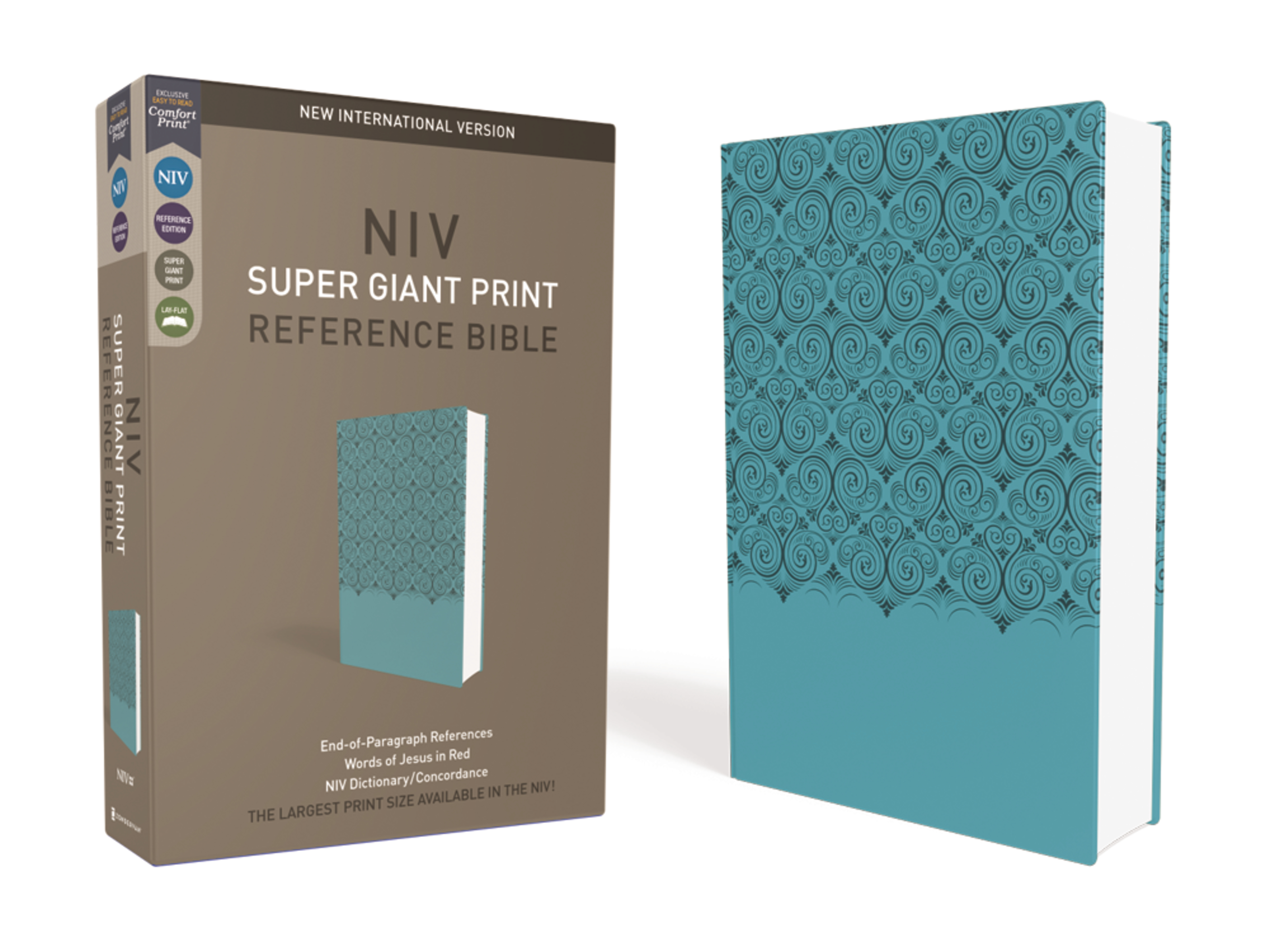 NIV, Super Giant Print Reference Bible, Leathersoft, Teal, Red Letter, Comfort Print by Zondervan