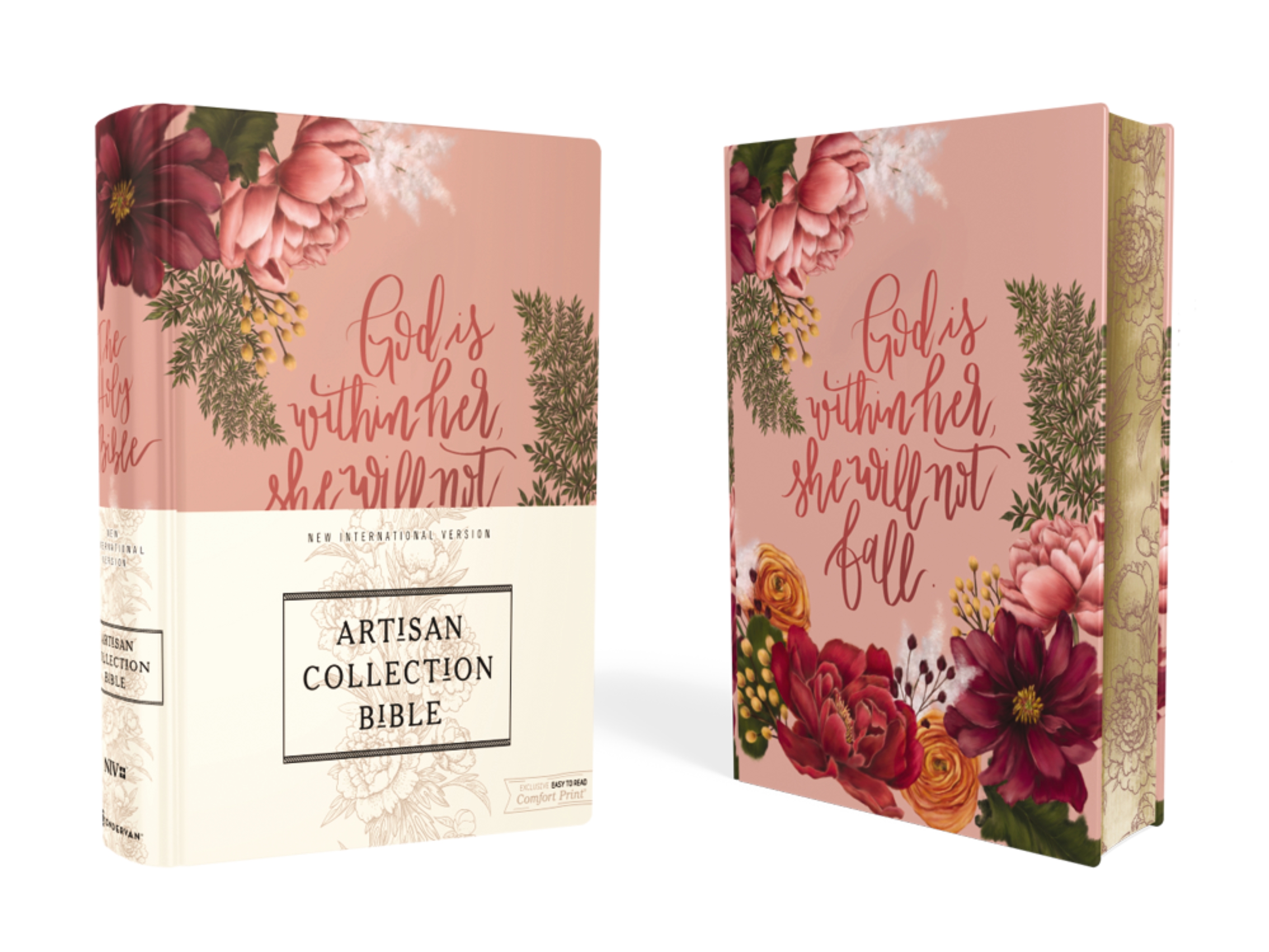 NIV, Artisan Collection Bible, Women’s Bible With Journaling Space, Cloth Over Board, Pink Floral, Designed Edges Under Gilding, Red Letter, Comfort Print by Zondervan