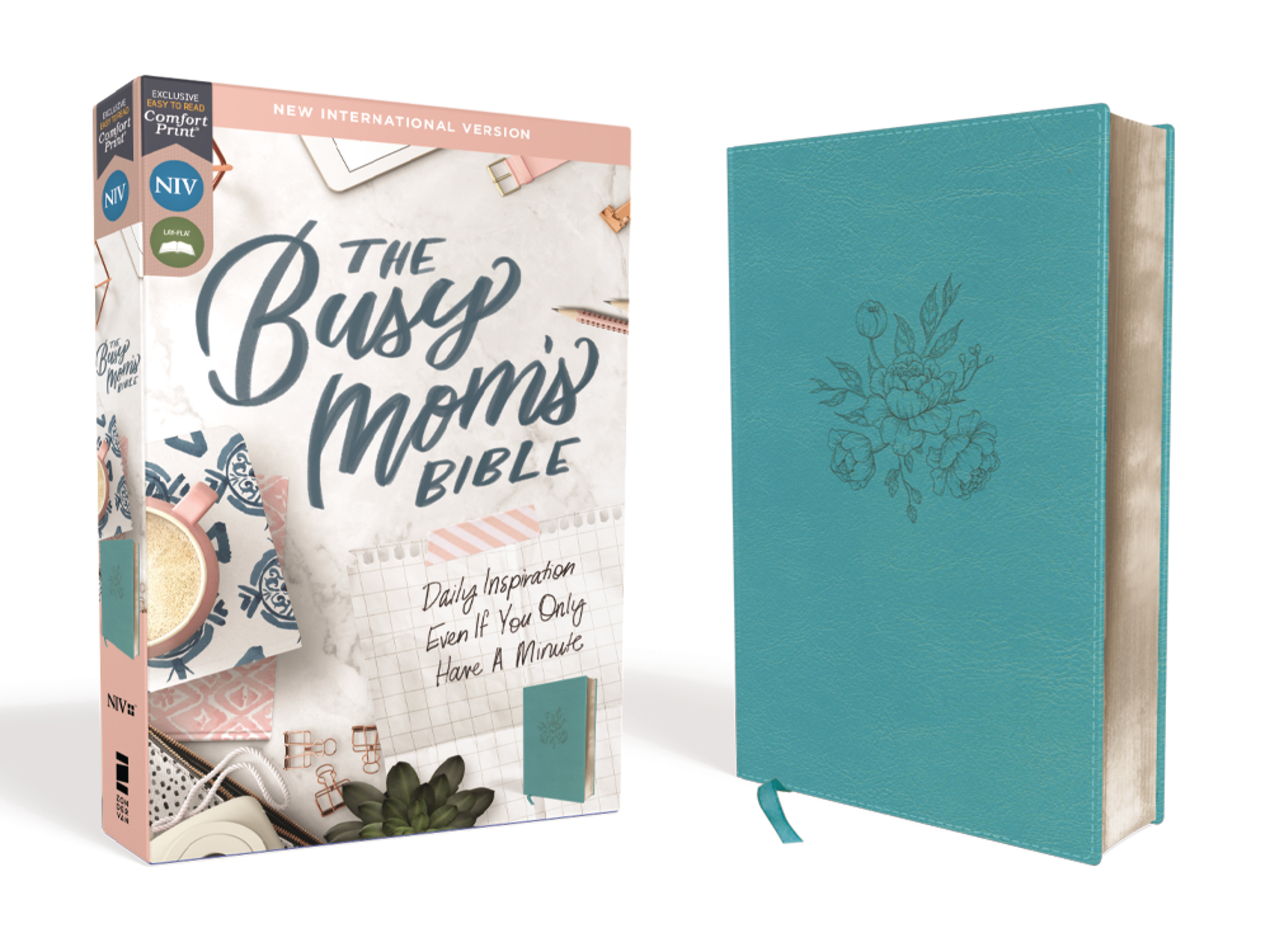 NIV, the Busy Mom's Bible, Leathersoft, Teal, Red Letter, Comfort Print by Zondervan