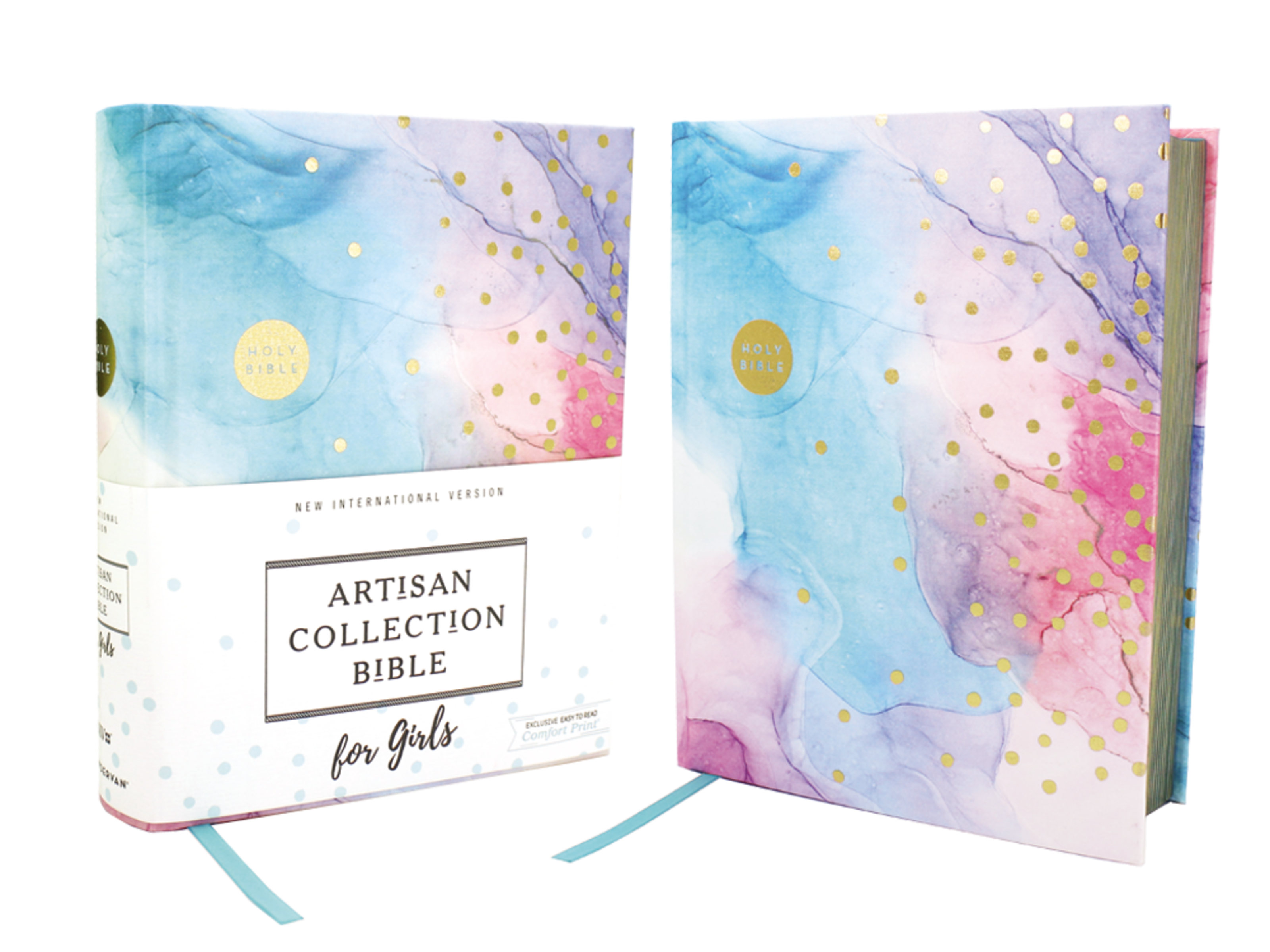 NIV, Artisan Collection Bible for Girls, Cloth Over Board, Multi-color, Art Gilded Edges, Red Letter, Comfort Print by Zondervan