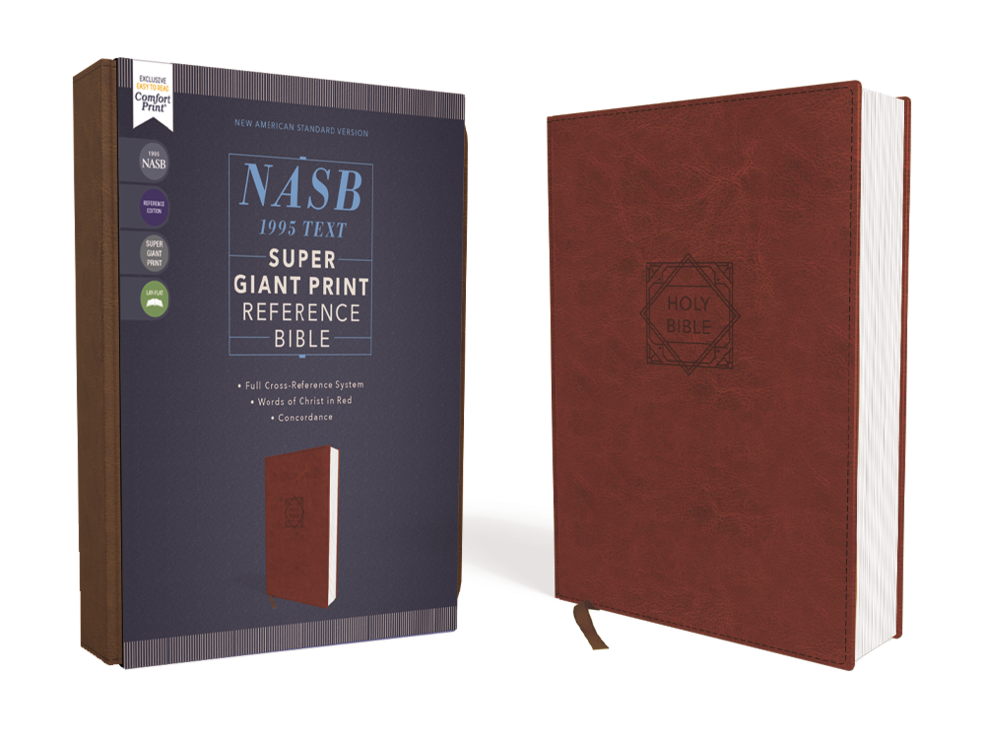 NASB, Super Giant Print Reference Bible (font Size: 16.5-point), Leathersoft, Brown, Red Letter, 1995 Text, Comfort Print by Zondervan