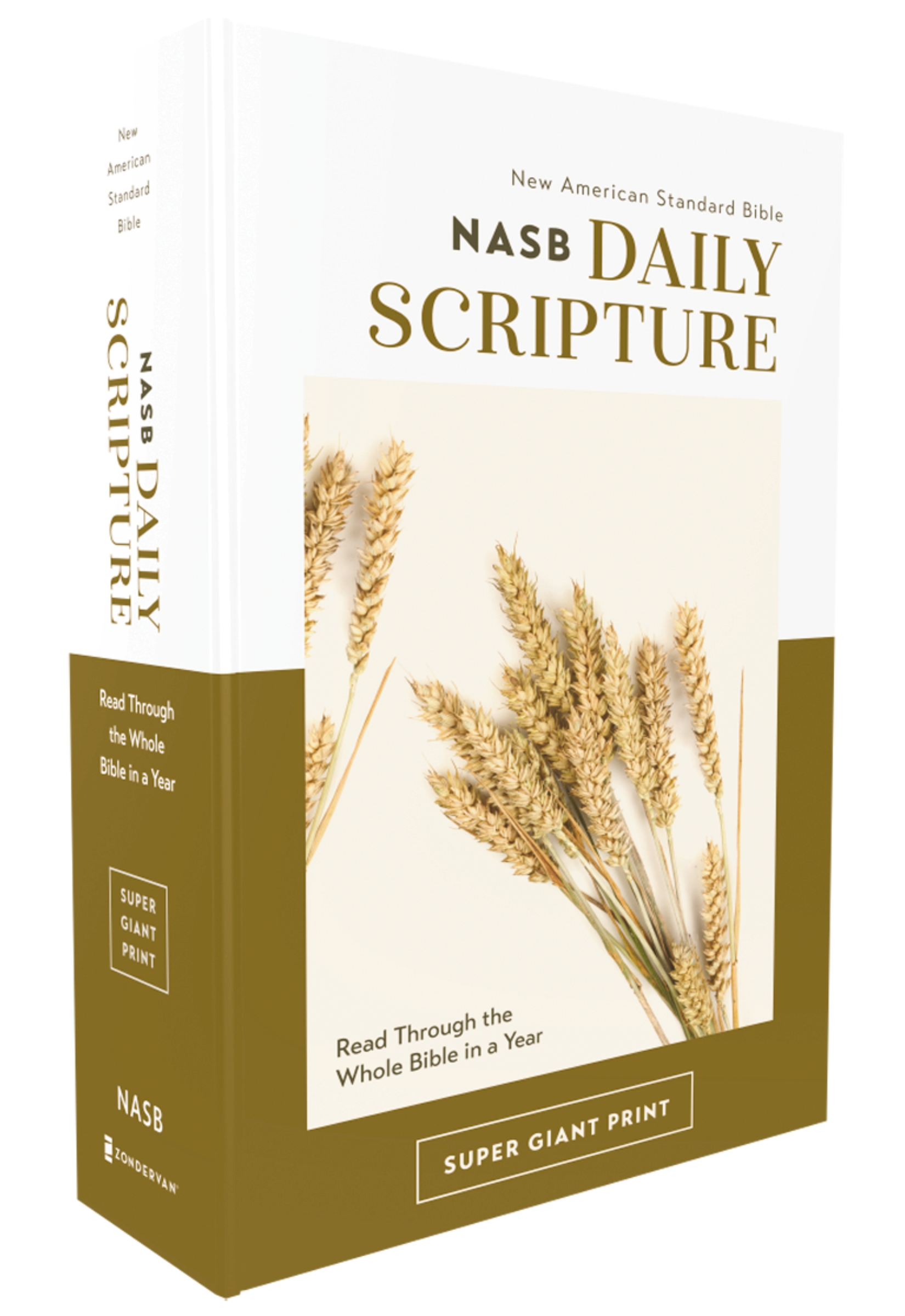 NASB, Daily Scripture, Super Giant Print, Paperback, White/gold, 1995 Text, Comfort Print by Zondervan