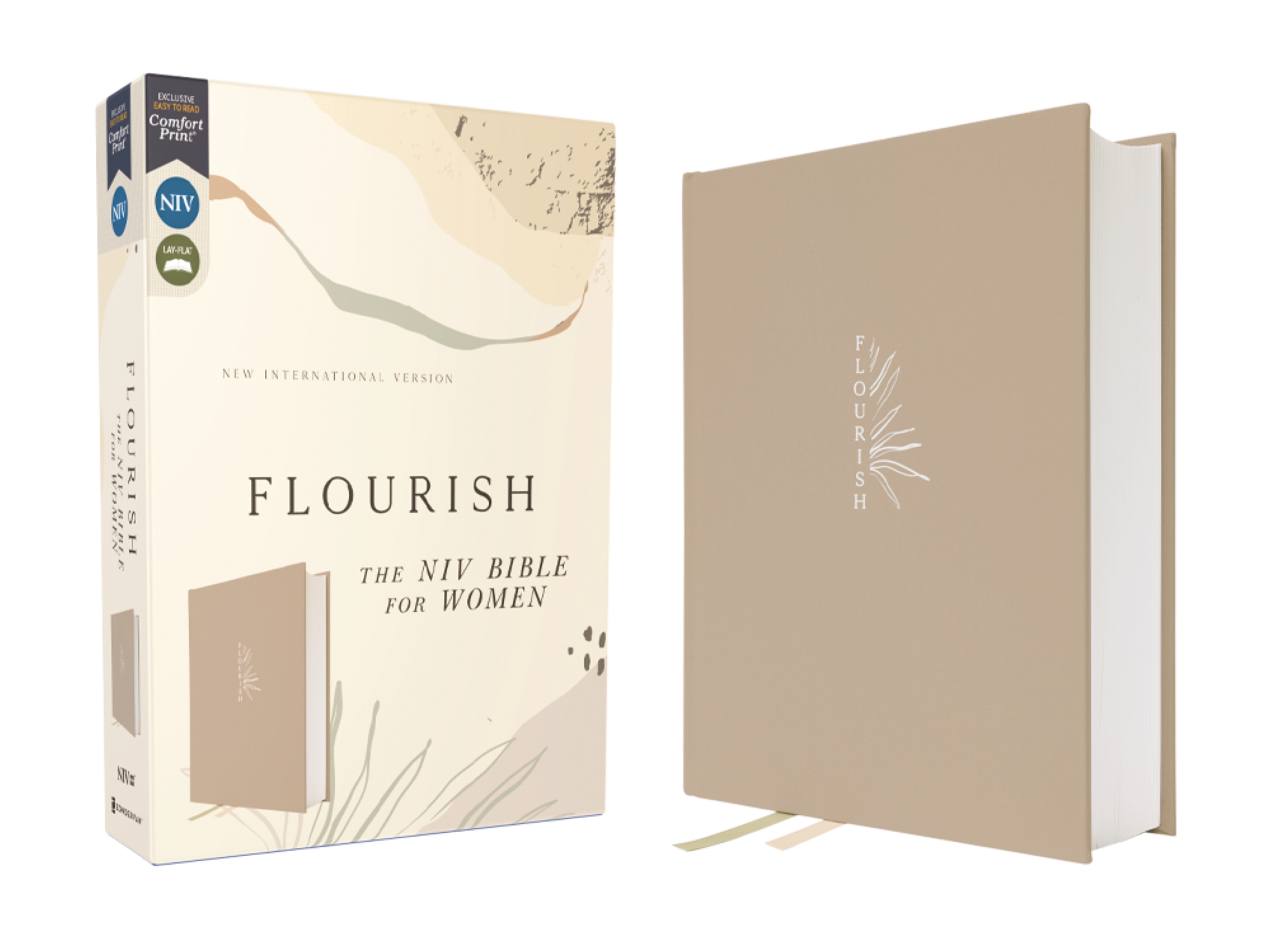 Flourish: the NIV Bible for Women, Cloth Over Board, Cream, Comfort Print by Zondervan