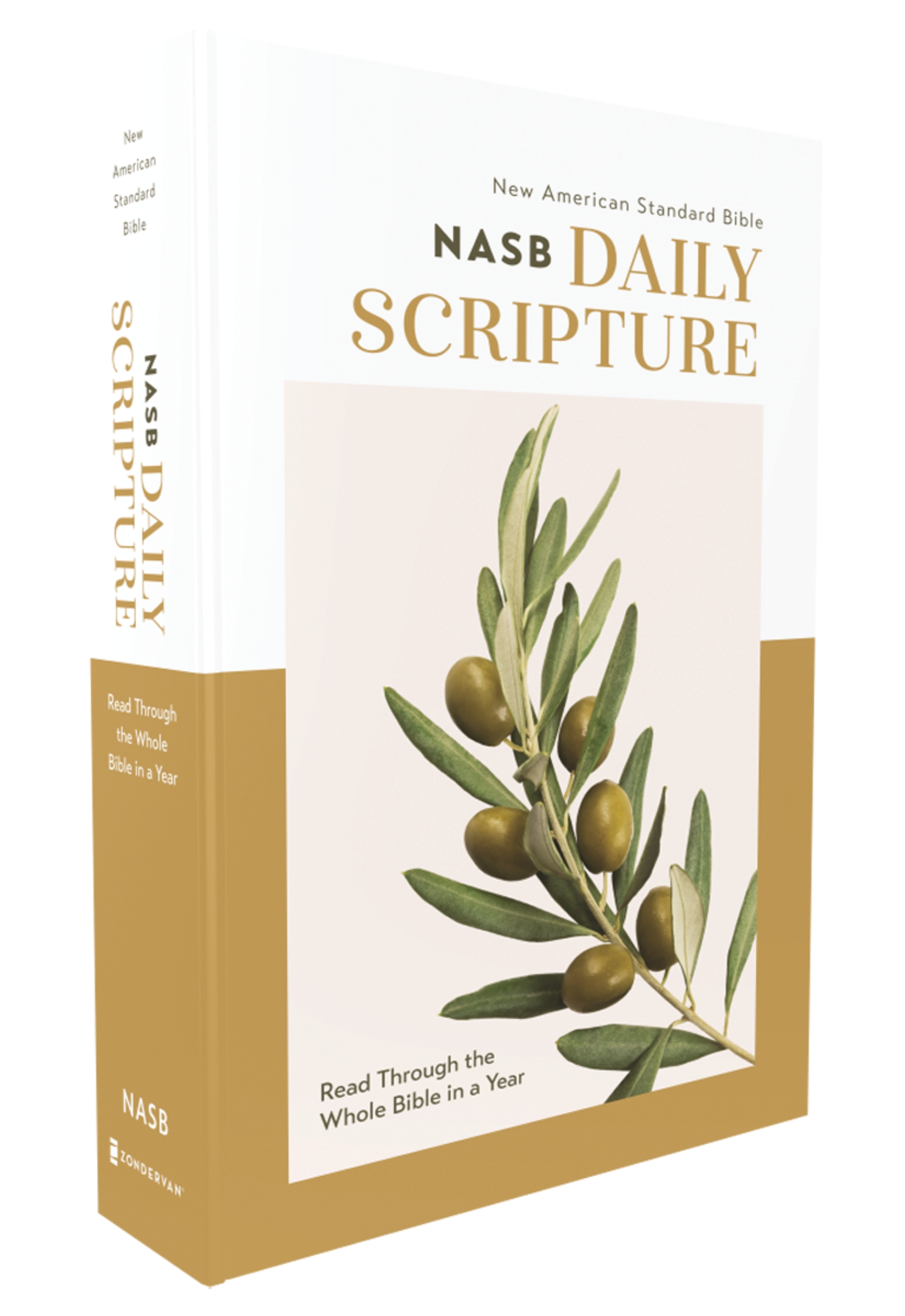 NASB, Daily Scripture, Paperback, White/olive, 1995 Text, Comfort Print by Zondervan
