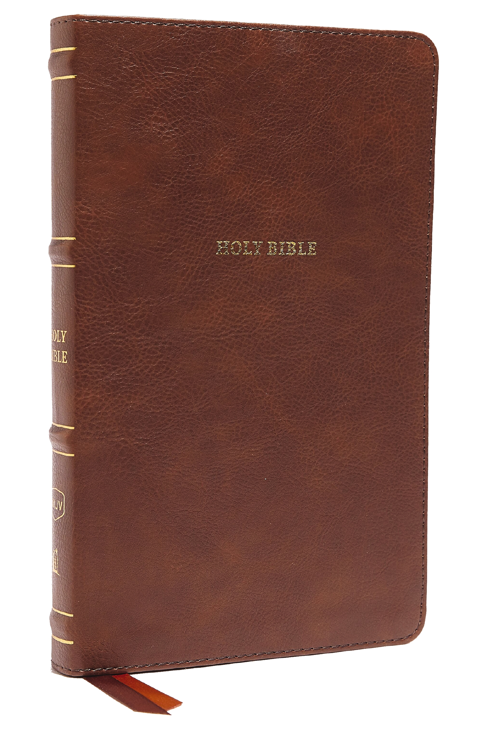 NKJV, Thinline Bible, Leathersoft, Brown, Red Letter, Comfort Print by Thomas Nelson