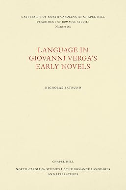 Language in Giovanni Verga's Early Novels