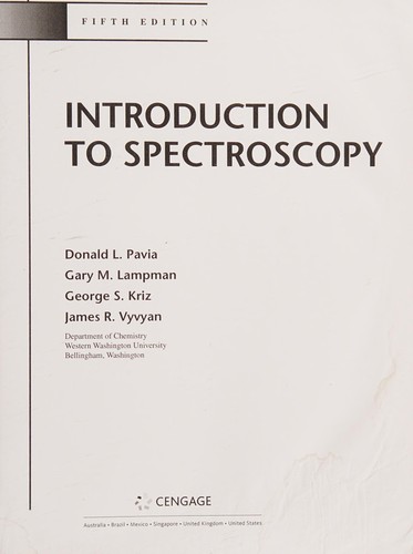 Introduction to Spectroscopy by Donald Pavia