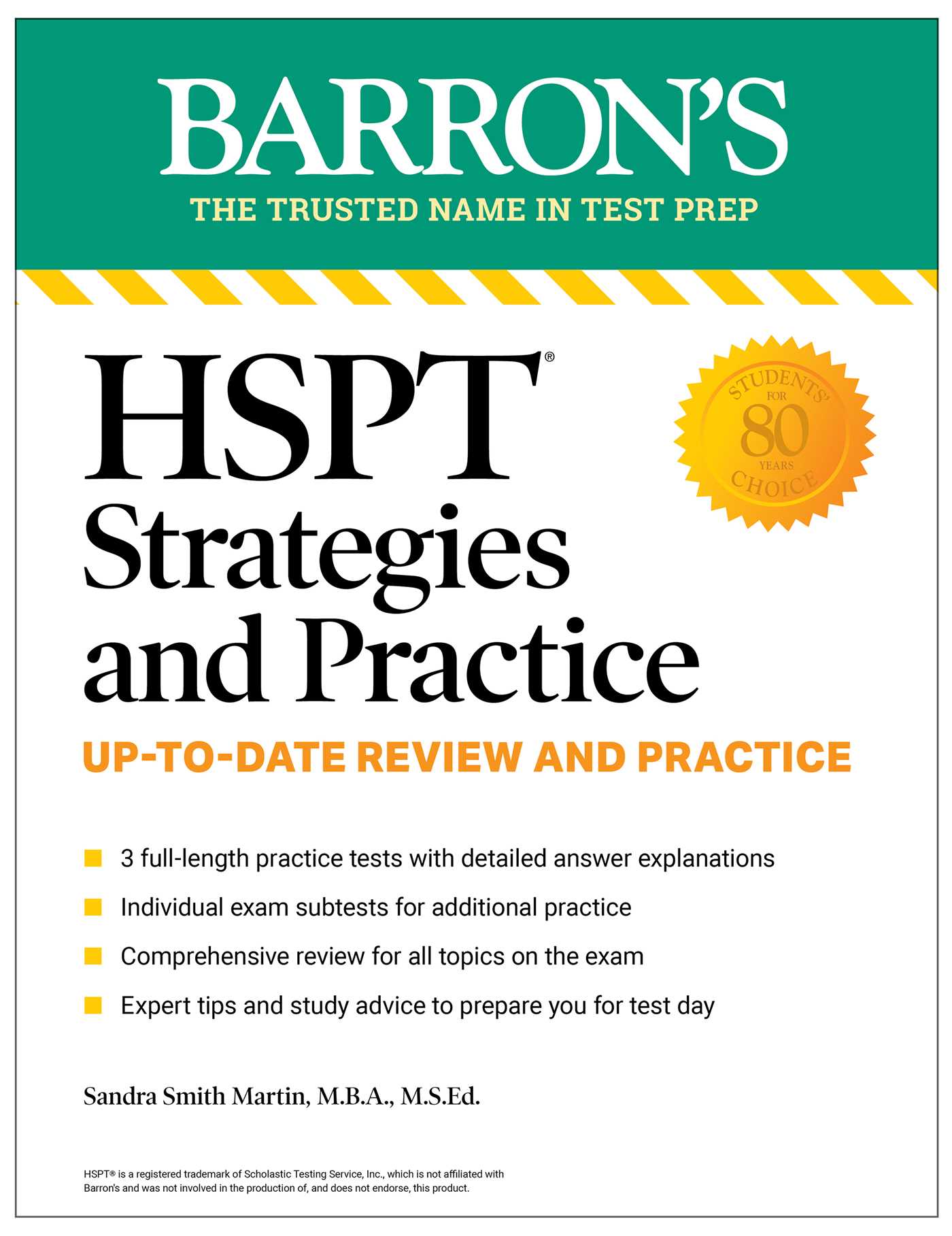 HSPT Strategies and Practice, Second Edition: Prep Book With 3 Practice Tests + Comprehensive Review + Practice + Strategies by Sandra Martin