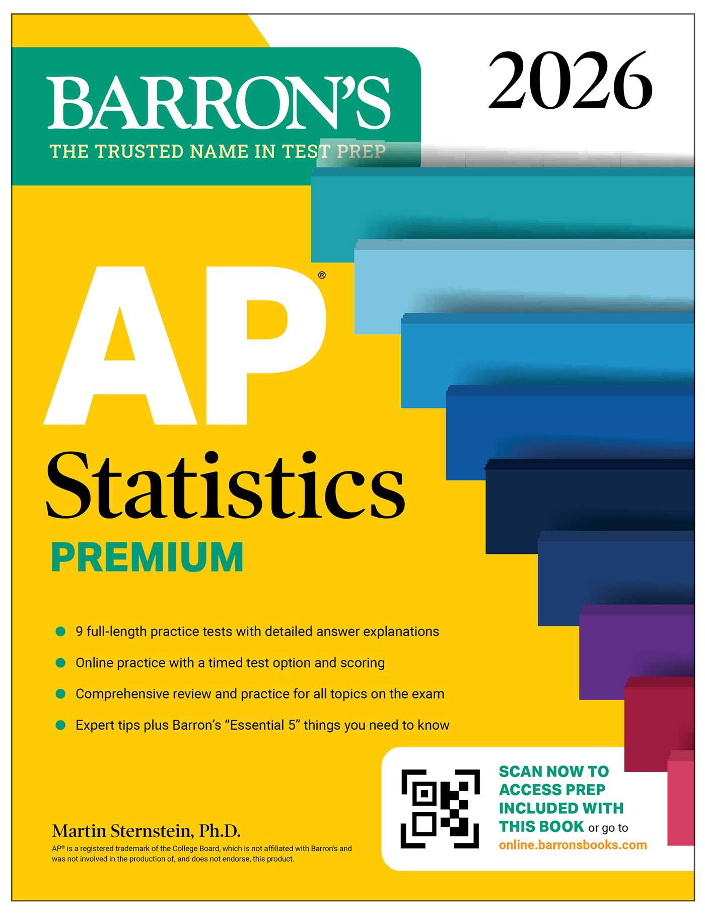 AP Statistics Premium, 2026: Prep Book With 9 Practice Tests + Comprehensive Review + Online Practice by Martin Sternstein Ph.D.