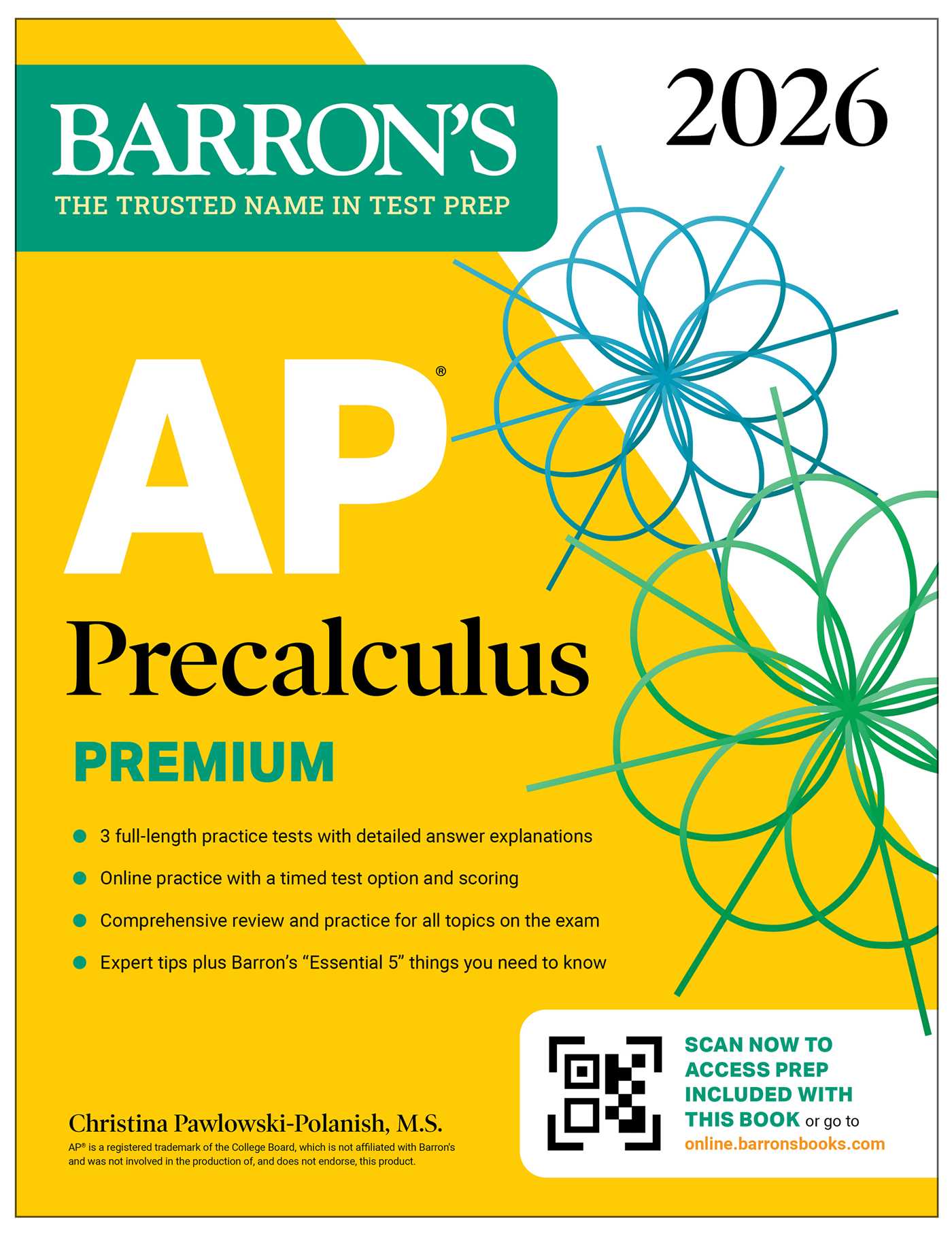 AP Precalculus Premium, 2026: Prep Book With 3 Practice Tests + Comprehensive Review + Online Practice by Christina Pawlowski-Polanish M.S.