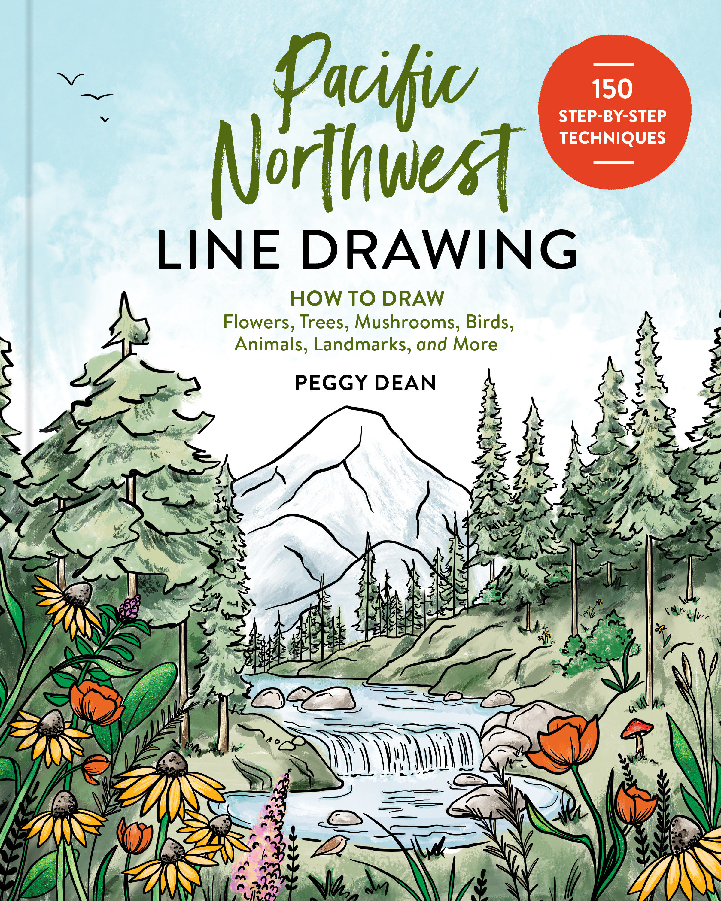 Pacific Northwest Line Drawing by Peggy Dean