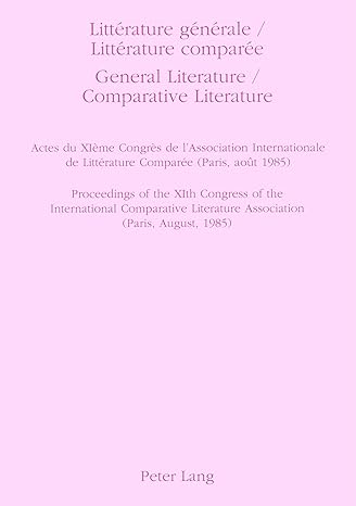 Littérature Générale / Littérature Comparée. General Literature / Comparative Literature